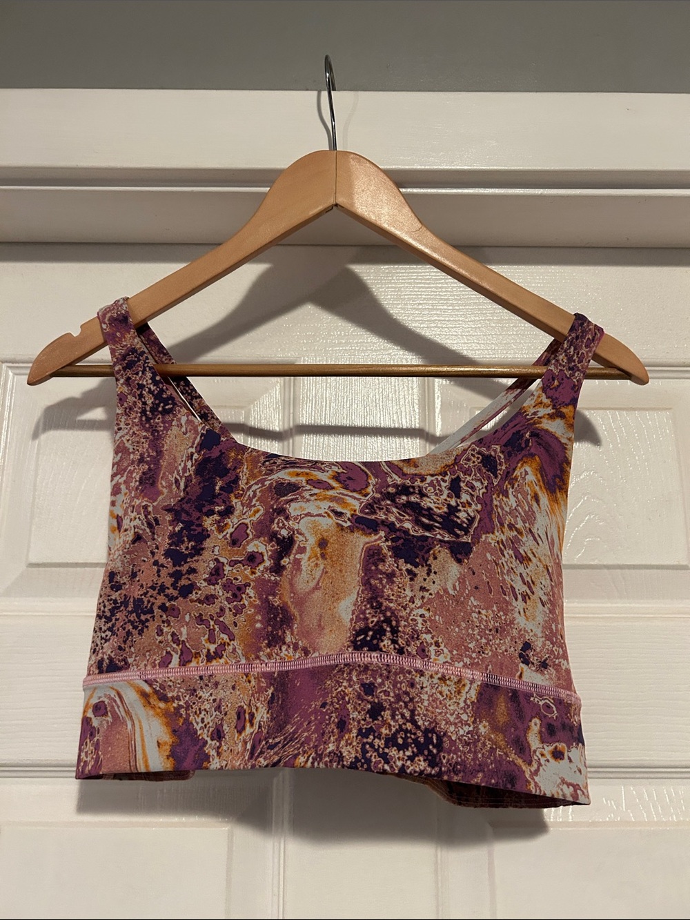 lululemon athletica Purple Marble-Print Crop Sports Bra